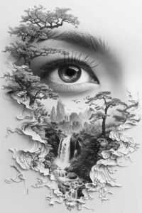 prophets-eye – tattoo design ideas free ai generated – realism-smooth-complexion – for-upper-arm – Gallery: eyes-inkby-ai