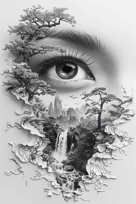 prophets-eye – tattoo design ideas free ai generated – realism-smooth-complexion – for-upper-arm – Gallery: eyes-inkby-ai