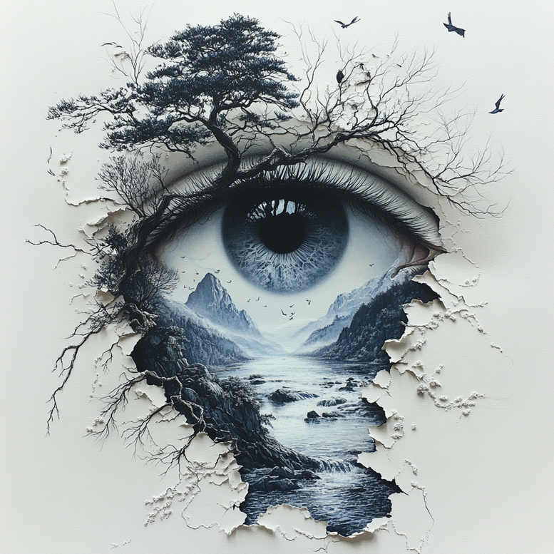 symbolic-eye – tattoo design ideas free ai generated – surrealism-phantasm – for-lower-back – Gallery: eyes-inkby-ai