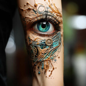 eyes tattoo design ideas soft curve depth for lower leg