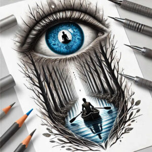 eyes tattoo design ideas Surrealism chromatic flux stylized symbolising courage
