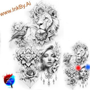 expressive-face – tattoo design ideas free ai generated – realism-digital-realism – for-knee – Gallery: faces-inkby-ai