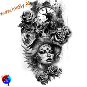 face-with-effects – tattoo design ideas free ai generated – detailed-rendering – for-thigh – Gallery: faces-inkby-ai