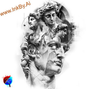 face-with-effects – tattoo design ideas free ai generated – realistic-structure – for-lower-chest – Gallery: faces-inkby-ai