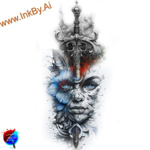face-with-lips – tattoo design ideas free ai generated – life-like – for-upper-thigh – Gallery: faces-inkby-ai
