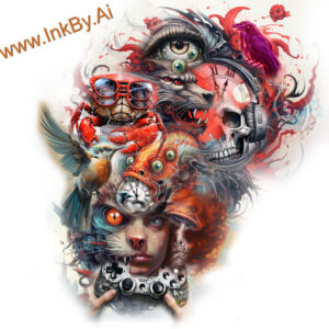 faces – tattoo design ideas free ai generated – surrealism-unreal – for-neck – Gallery: faces-inkby-ai