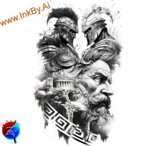 geometric-face – tattoo design ideas free ai generated – real-life-shading – for-lower-chest – Gallery: faces-inkby-ai