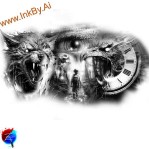 surreal-face – tattoo design ideas free ai generated – fine-lines – for-forearm – Gallery: faces-inkby-ai