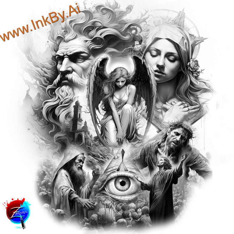 faces tattoo design ideas Surrealism ghostly shapes mythical for behind ear