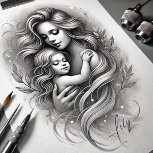 closeness-tattoo – tattoo design ideas free ai generated – ultra-thin – for-knee – Gallery: family-inkby-ai