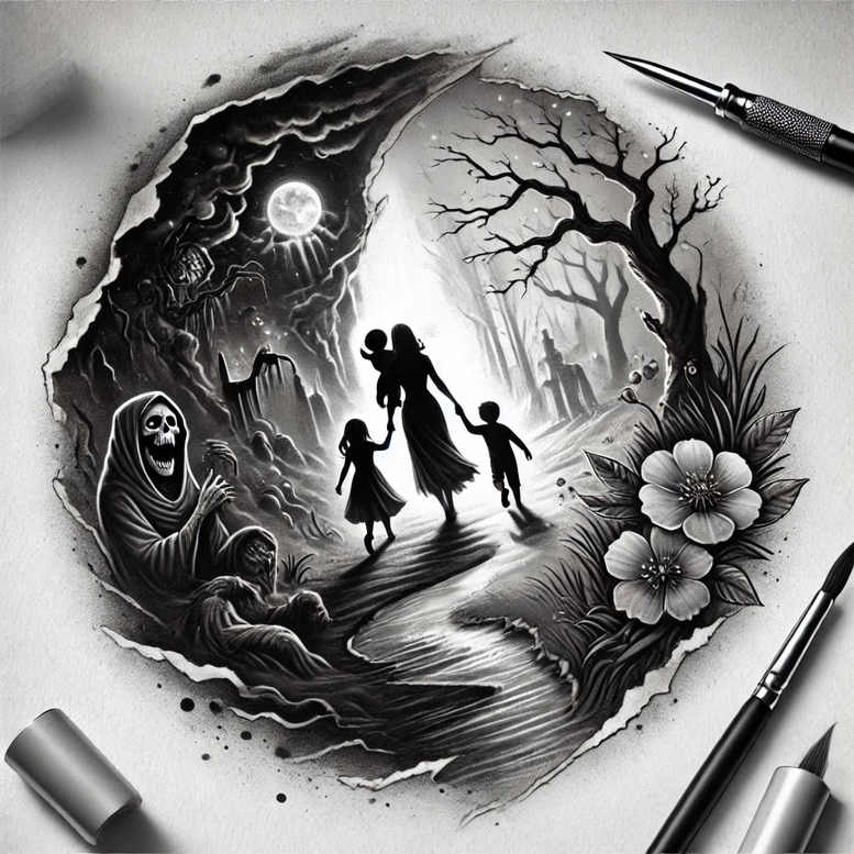 family-strength-tattoo – tattoo design ideas free ai generated – quiet-art – for-back-of-neck – Gallery: family-inkby-ai