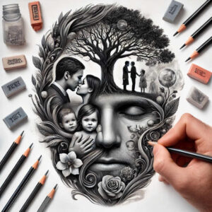 love-tattoo – tattoo design ideas free ai generated – dotwork – for-sternum – Gallery: family-inkby-ai