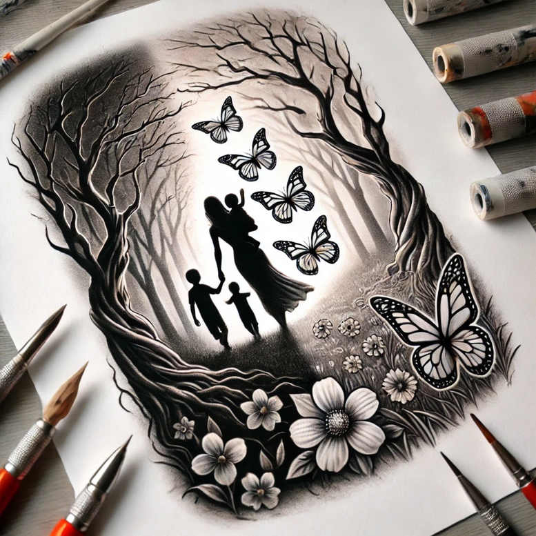 protective-tattoo – tattoo design ideas free ai generated – dotwork – for-chest – Gallery: family-inkby-ai