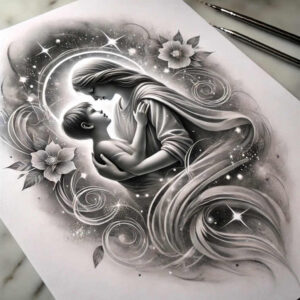 family tattoo design ideas Surrealism floating elements embrace for side torso