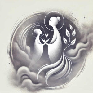 family tattoo design ideas Surrealism abstract forms intertwined for shoulder blade