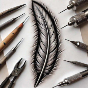 feathers tattoo design ideas clean lines detailed texture symbolising strength