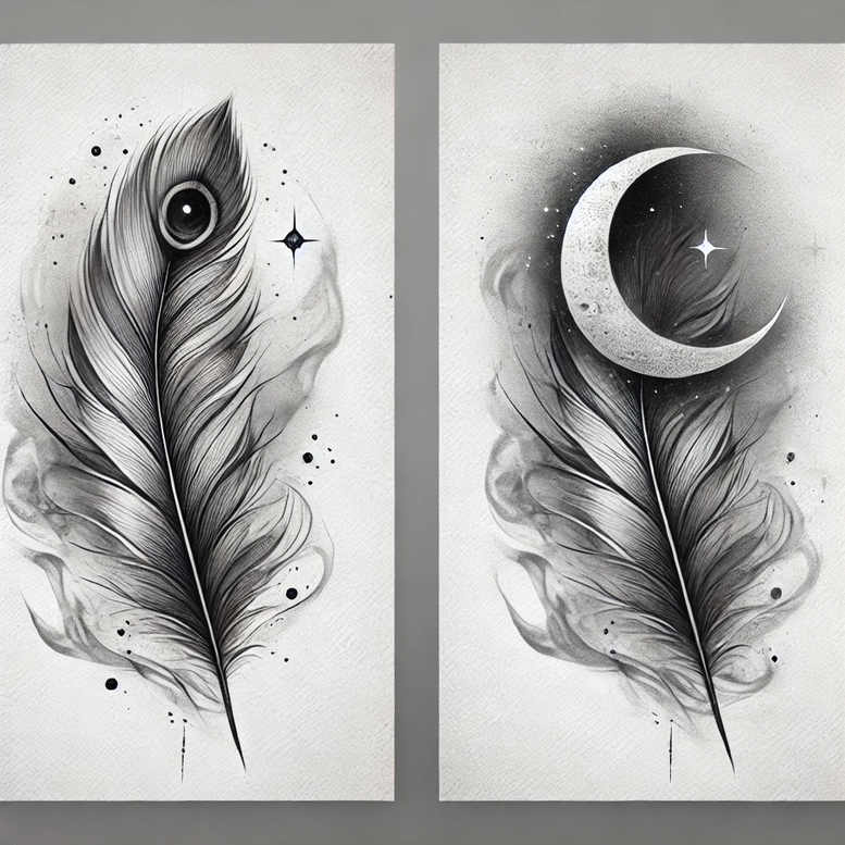 feathers tattoo design ideas micro design shadow play for stomach