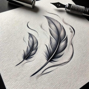 feathers tattoo design ideas tiny tattoo soft shading symbolising endurance