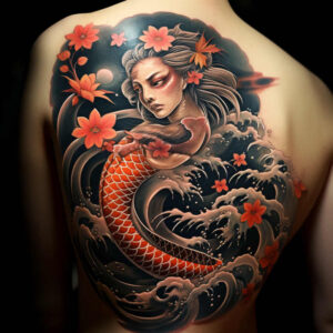 elegant-geisha – tattoo design ideas free ai generated – neotraditional-decorative-detail – for-abdomen – Gallery: geisha-inkby-ai