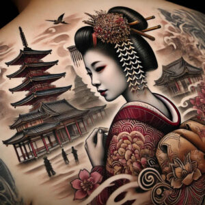 geisha-symbol-of-beauty – tattoo design ideas free ai generated – realism-ultra-detailed – for-neck – Gallery: geisha-inkby-ai