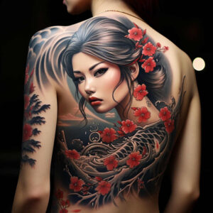 geisha-tattoo – tattoo design ideas free ai generated – realism-real-shadows – for-inner-arm – Gallery: geisha-inkby-ai