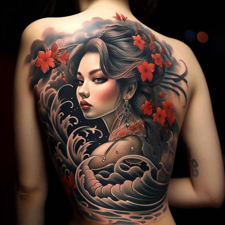 geisha tattoo design ideas layered inks artistic for back