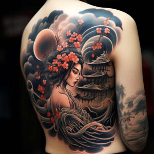 geisha tattoo design ideas vivid detail cultural heritage for calf