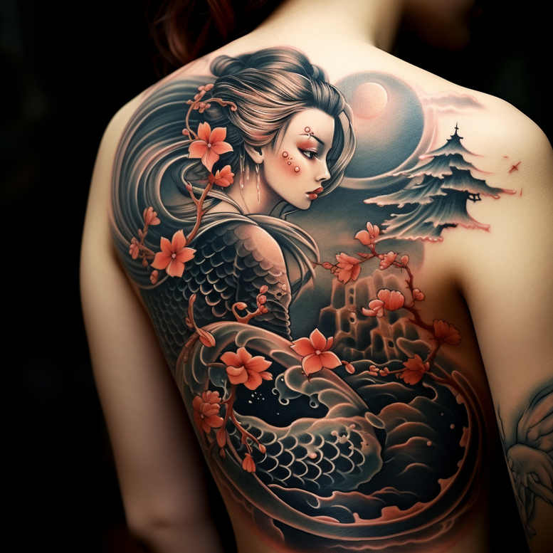 geisha tattoo design ideas bold outline detailed faces meaning determination