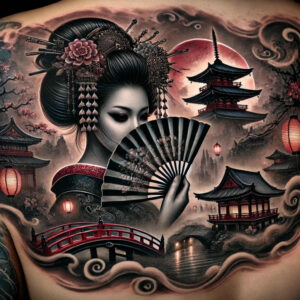 geisha tattoo design ideas intricate shading soft lines perseverance and power