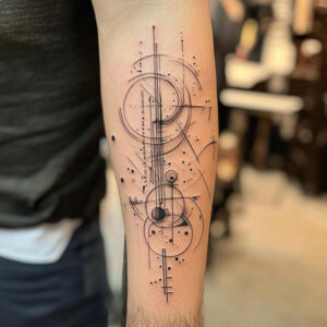 abstract-shape-tattoo – tattoo design ideas free ai generated – dotwork – for-elbow – Gallery: geometric-inkby-ai