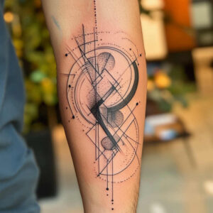 symmetrical-tattoo – tattoo design ideas free ai generated – no-excess – for-temple – Gallery: geometric-inkby-ai