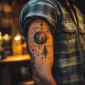 geometric tattoo design ideas crystal shape elaborate for arm