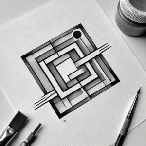 geometric tattoo design ideas cursive banner radiant center embodying perseverance