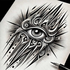 gradient-effect – tattoo design ideas free ai generated – symmetric-outline – for-upper-thigh – Gallery: graphic-inkby-ai