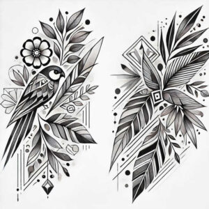 graphic-lines – tattoo design ideas free ai generated – precision-lines – for-upper-arm – Gallery: graphic-inkby-ai