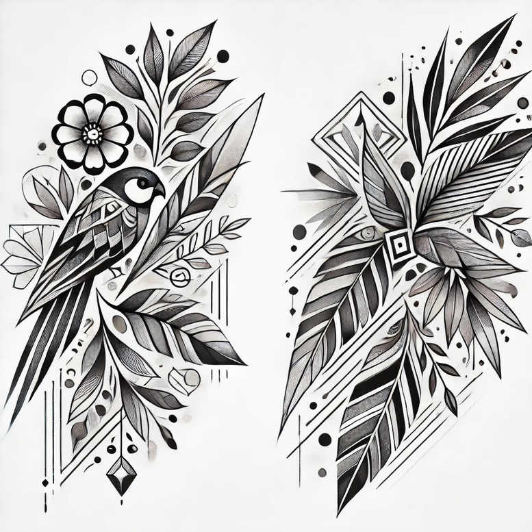 graphic-lines – tattoo design ideas free ai generated – precision-lines – for-upper-arm – Gallery: graphic-inkby-ai