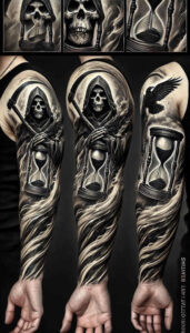dark-spirit-tattoo – tattoo design ideas free ai generated – neotraditional-dynamic-color – for-wrist – Gallery: grim-reaper-inkby-ai