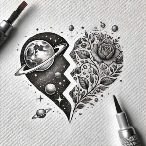 heart-with-dot-series – tattoo design ideas free ai generated – neotraditional-refined-lines – for-forearm – Gallery: hearts-inkby-ai