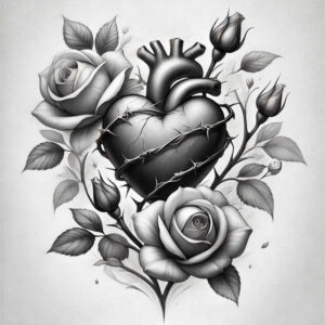heart-with-droplets – tattoo design ideas free ai generated – realism-photographic-quality – for-upper-chest – Gallery: hearts-inkby-ai