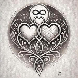 heart-with-initials – tattoo design ideas free ai generated – realism-contour-shading – for-sternum – Gallery: hearts-inkby-ai