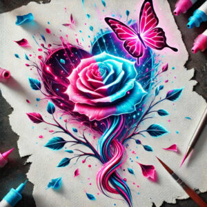 heart-with-leaves – tattoo design ideas free ai generated – realism-precise-anatomy – for-arm – Gallery: hearts-inkby-ai