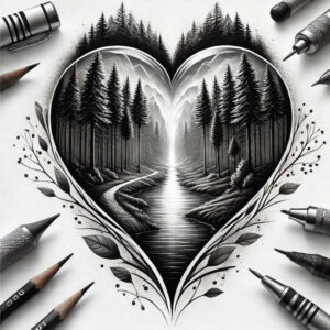 heart-with-line – tattoo design ideas free ai generated – realism-realistic-perspective – for-shin – Gallery: hearts-inkby-ai