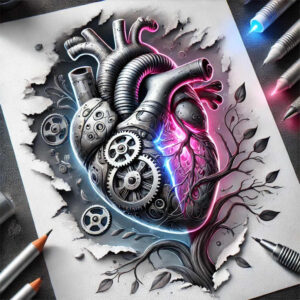 heart-with-shading-realistic – tattoo design ideas free ai generated – surrealism-dream-motifs – for-calf – Gallery: hearts-inkby-ai