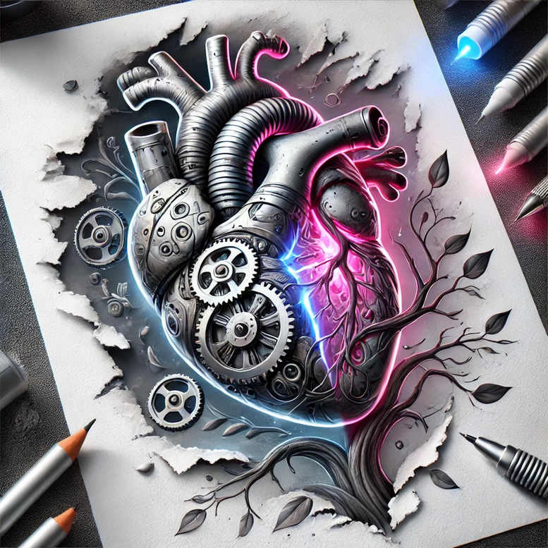 heart-with-shading-realistic – tattoo design ideas free ai generated – surrealism-dream-motifs – for-calf – Gallery: hearts-inkby-ai