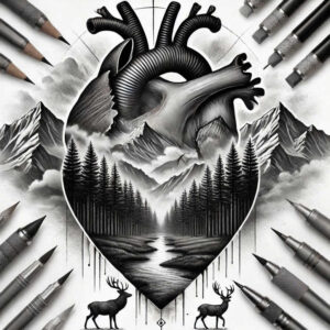 hearts tattoo design ideas Realism dynamic shadows broken for thigh