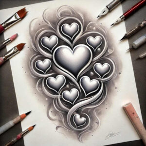hearts tattoo design ideas CGI-rendered classic stands for courage