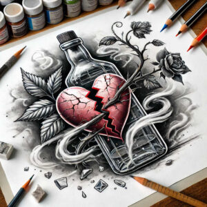hearts tattoo design ideas Surrealism juxtaposition flame for upper shoulder