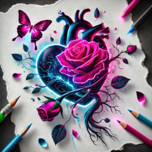 hearts tattoo design ideas Surrealism unearthly intricate for collarbone