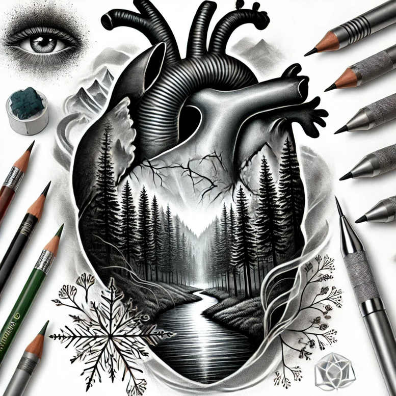 hearts tattoo design ideas light play intricate symbol of courage