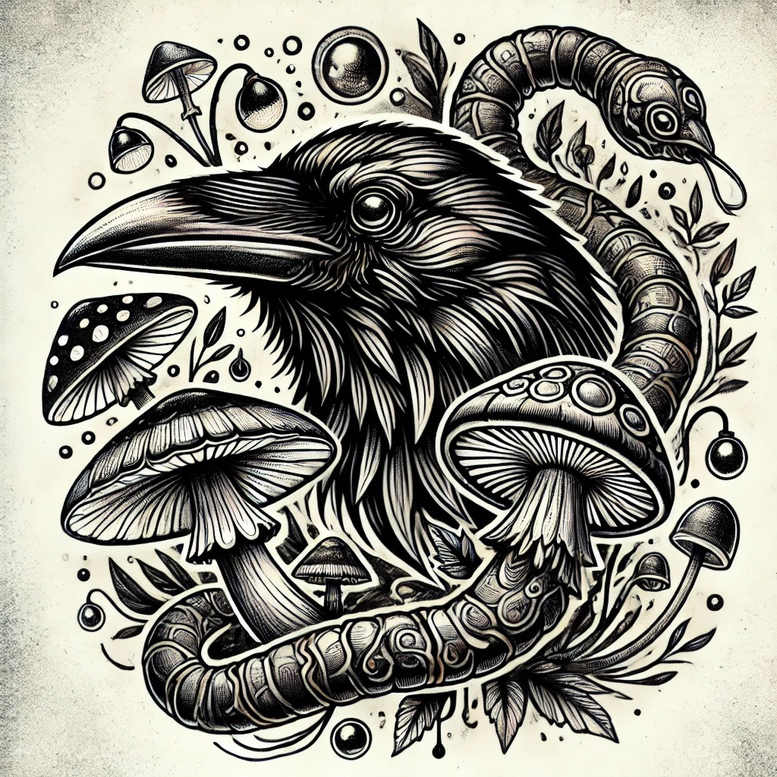 Kruki i wrony - Free tattoo design ideas ai genereted - inkby.ai